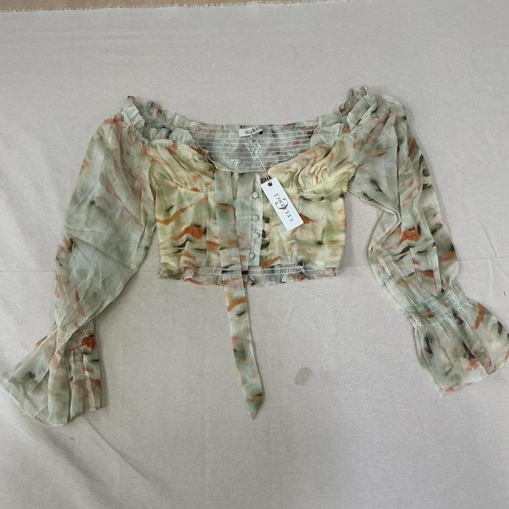 CELLECCI‎ sheer floral crop top